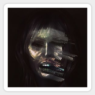 THE MOTH LADY Horror Portrait Glitch Art Sticker